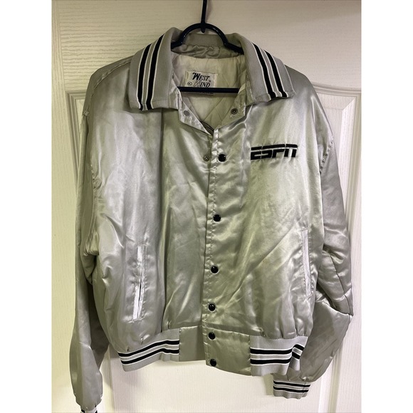 ESPN The Fishin' Hole Vintage Satin Jacket West Wind XL Jerry McKinnis - Picture 1 of 11
